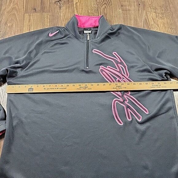 Nike Flight Sweatshirt Mens 2XL Gray Pink Dri Fit Quarter Zip Knit Pullover - Picture 6 of 8